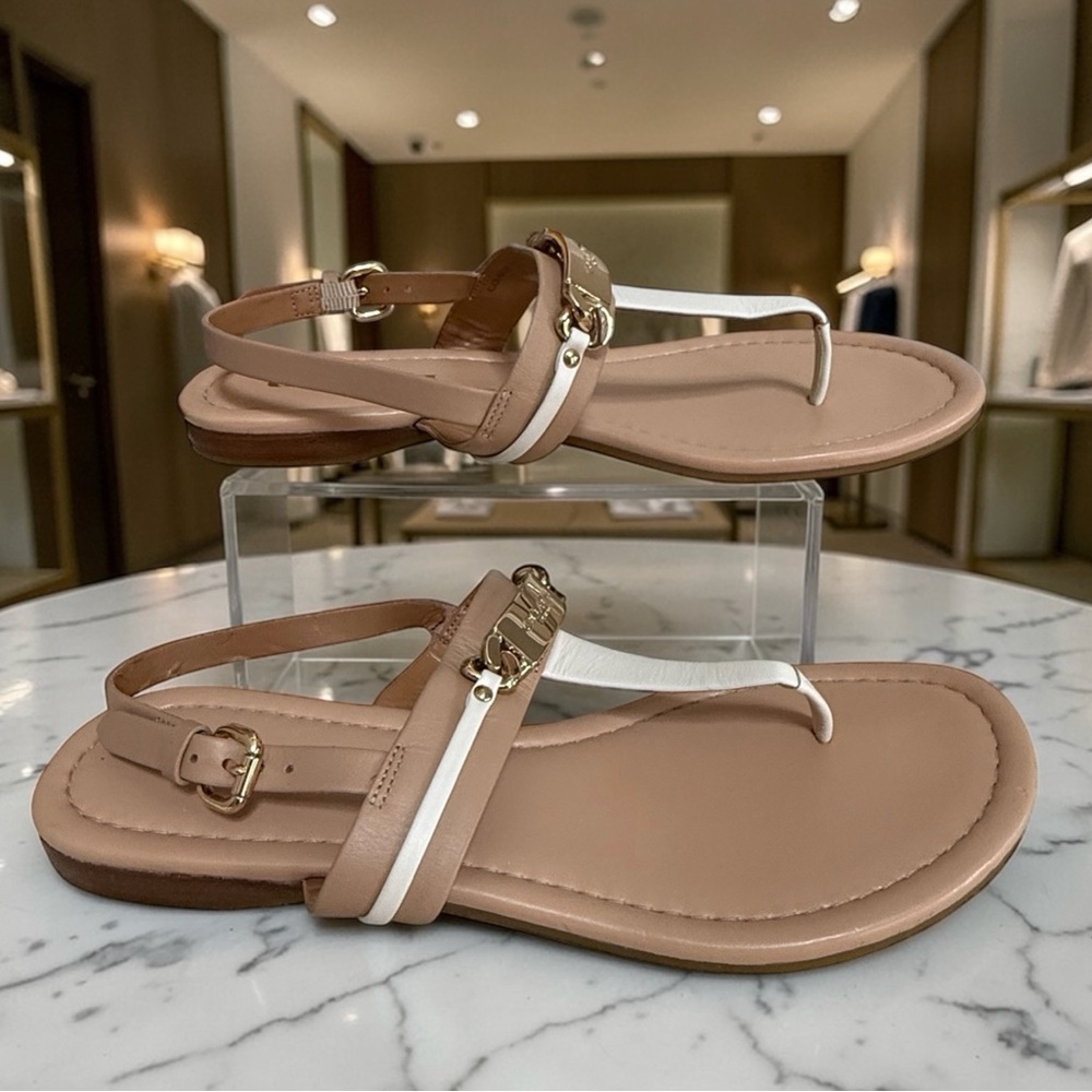 COACH Women's Caterine Nude and White T-Strap Thong Sandals! Size 7.5 - Picture 5 of 10